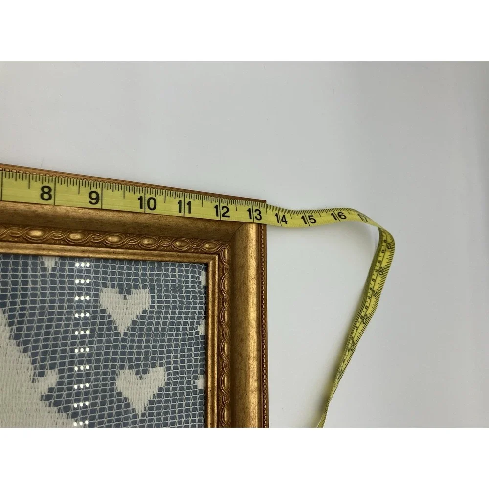 Vtg. Framed Doily Scottie Dog Scottish Terrier Puppy Hearts Wall Hanging Cottage